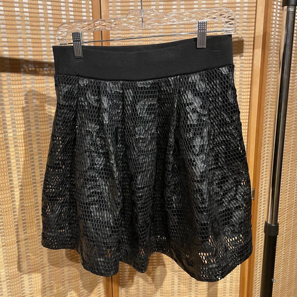 Express black lace mini skirt with neoprene waist band